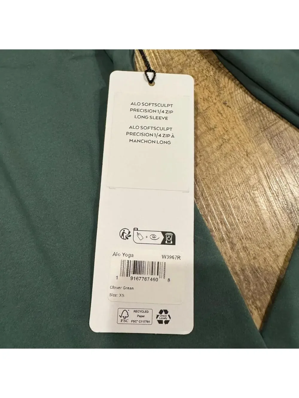 NWT ALO Yoga Softsculpt Precision 1/4 Zip Long Sleeve (Clover Green) Size XS